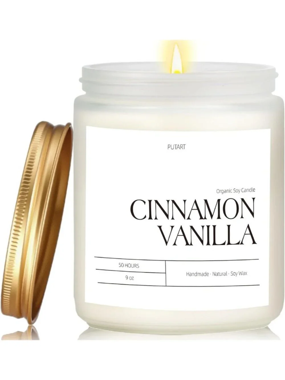 Cozy Cinnamon Vanilla Scented Soy Candle - 9oz Non-Toxic Home Fragrance